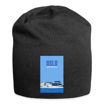Oslo Norwegen - Jersey-Beanie - Schwarz - Vorne