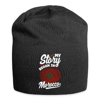 Maroc Maroc Maroc Drapeau Mon histoire a commencé en - Bonnet en jersey - noir - Devant