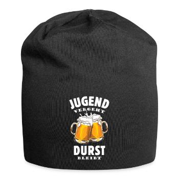 Jugend vergeht Durst bleibt - Bier trinken Spruch - Jersey-Beanie - Schwarz - Vorne
