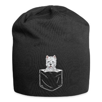West Highland White Terrier Westie - Bonnet en jersey - noir - Devant