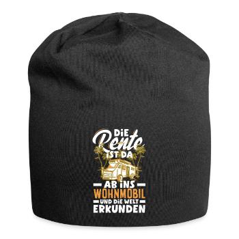 Die Rente ist da, ab ins Wohnmobil und die Welt - Jersey-Beanie - Schwarz - Vorne