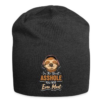 Unhöfliches, beleidigendes Aussage-Zitat - Jersey-Beanie - Anthrazit - Vorne