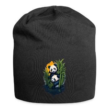 Niedliche Pandas - Jersey-Beanie - Schwarz - Vorne
