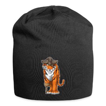 Tiger Pirate Wooden Leg Eye Patch - Jersey Beanie - black - Front