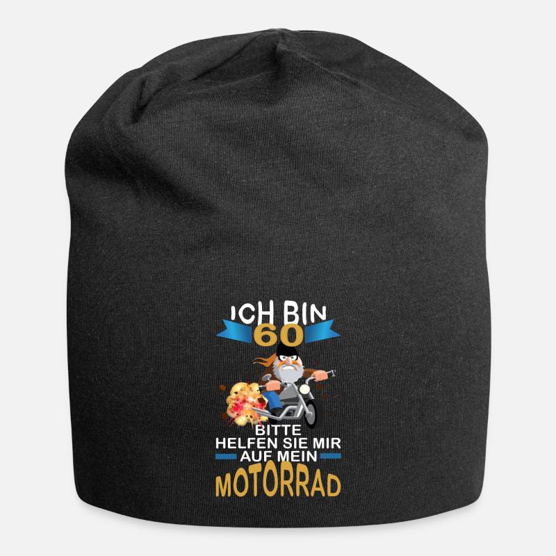 ICH BIN 60 BITTE HELFEN SIE MIR AUF MEIN MOTORRAD - Jersey-Beanie - Schwarz