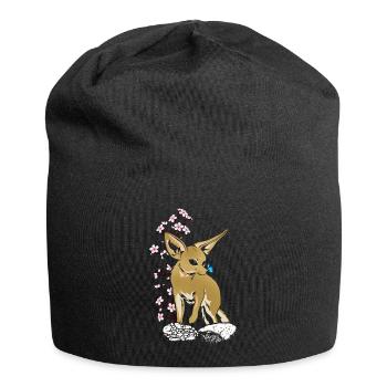 Renards Fennec, Cerisier japonais, Renards fennec, - Bonnet en jersey - noir - Devant