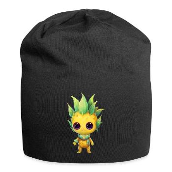 Alien Ananas Fusion: Punk-Frisur Außerirdischer - Jersey-Beanie - Schwarz - Vorne