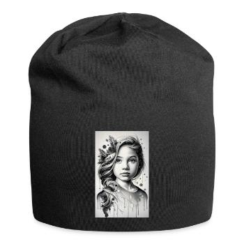 girl in black and white - Jersey Beanie - black - Front