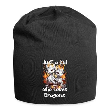 Just a kid who loves dragons - Jersey Beanie - black - Front