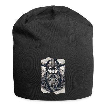 Norseman Legende Wikinger Gehörnter Helm Bart Grau - Jersey-Beanie - Schwarz - Vorne