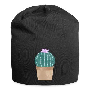 Kaktus im Blumentopf - Jersey-Beanie - Schwarz - Vorne