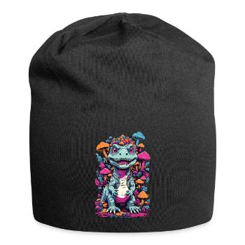 Psychedelischer Dinosaurier Pilz für Naturfans - Jersey-Beanie - Schwarz - Vorne