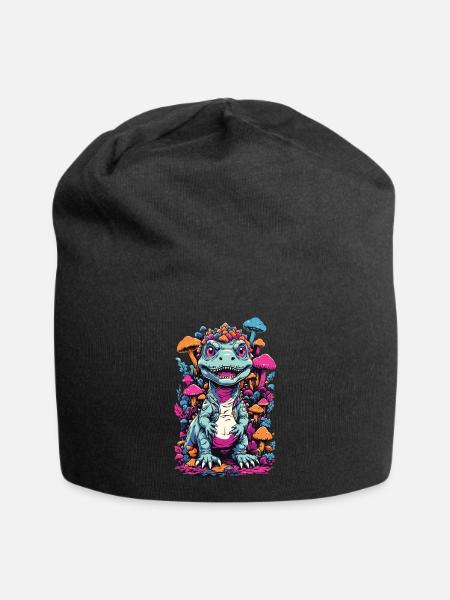 Champignon dinosaure psychédélique pour les amoureux de la nature - Bonnet en jersey - noir