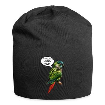 Funny Green Cheeked Conure Cute Conure Parrot - Jersey Beanie - black - Front