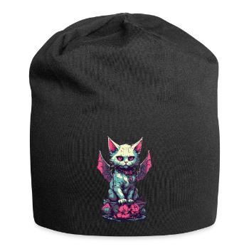 Goth Cat Vampire Demons Aesthetic - Jersey Beanie - black - Front