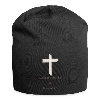 God has a plan for you Kreuz Christ Glaube - Jersey Beanie - black - Front