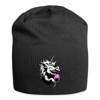 Pork horn with cotton candy - Jersey Beanie - black - Front