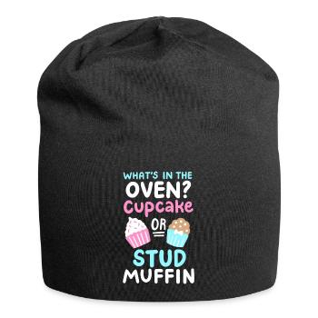 Cupcake oder Stud Muffin Gender Reveal Party - Jersey-Beanie - Schwarz - Vorne