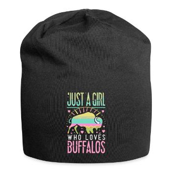 Nur ein Mädchen, das Buffalos liebt Büffel - Jersey-Beanie - Schwarz - Vorne