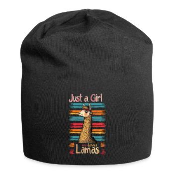 Llama Alpaca Vintage Just a Girl who loves Llamas - Jersey Beanie - black - Front