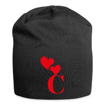 Lettre c cœur rouge - Bonnet en jersey - noir - Devant