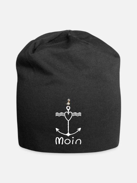 Moin Möwe Hafen Plattdeutsch Küste Norddeutschland - Jersey-Beanie - Schwarz