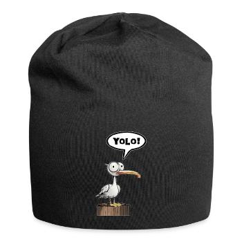 Möwe Sprechblase Yolo - Jersey-Beanie - Schwarz - Vorne