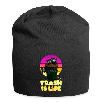 Waschbär "Trash Is Life" - Jersey-Beanie - Schwarz - Vorne