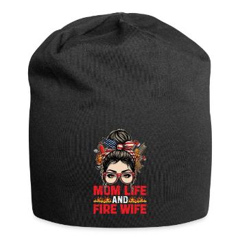 Mom Life und Fire Wife Feuerwehr Design - Jersey-Beanie - Schwarz - Vorne