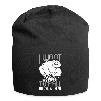 Index finger I want you to fall in love - Jersey Beanie - black - Front