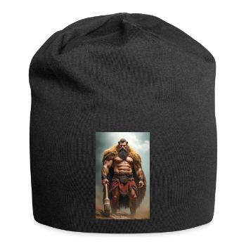 Herakles, muscular warrior in lion pelt, gripping - Jersey Beanie - black - Front
