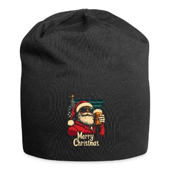 Weihnachtsmann mit Bier Weihnachtsfeier - Jersey-Beanie - Schwarz - Vorne