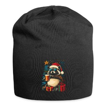 Bière Noël raton laveur Fête de Noël - Bonnet en jersey - noir - Devant