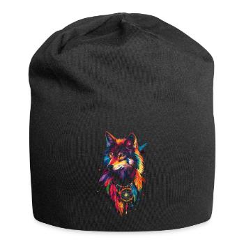 Wolf Traumfänger - Jersey-Beanie - Schwarz - Vorne