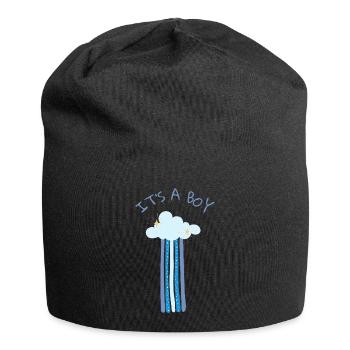 C’est un garçon - Arc-en-ciel bleu avec nuage - Bonnet en jersey - noir - Devant