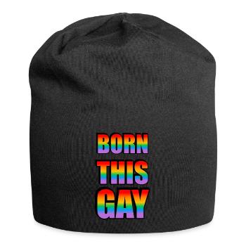 Né ce texte arc-en-ciel gay LGBT Pride - Bonnet en jersey - noir - Devant