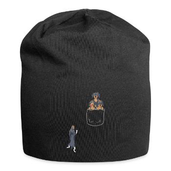 Dachshund Pocket Tee - Jersey Beanie - black - Front