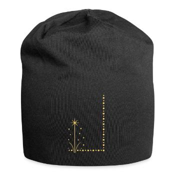Goldene Sternpflanze am Rand - Jersey-Beanie - Schwarz - Vorne