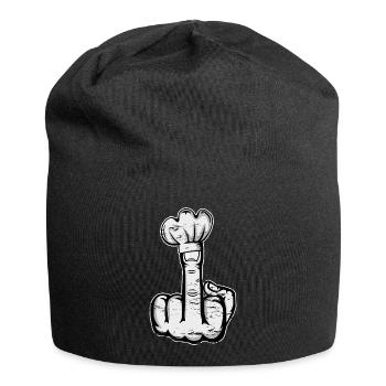 Mittelfinger Stinkefinger Kochmütze Design - Jersey-Beanie - Schwarz - Vorne