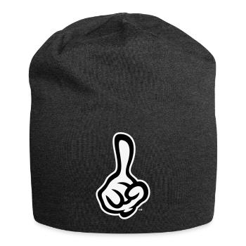 Erhobener Zeigefinger (Finger / Rechte Hand NEG2C) - Jersey-Beanie - Anthrazit - Vorne