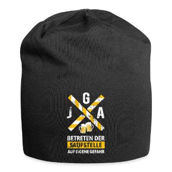 JGA Betreten der Saufstelle Warnhinweis  - Jersey-Beanie - Schwarz - Vorne