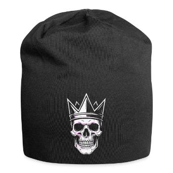Skull King Totenkopf Krone Motiv - Jersey-Beanie - Schwarz - Vorne