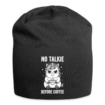 No conversation in front of coffee lover unicorn - Jersey Beanie - black - Front