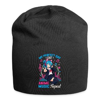 Anime et musique Chibi - Bonnet en jersey - noir - Devant