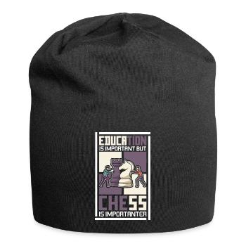Schach Schachspieler Schachbrett - Jersey-Beanie - Schwarz - Vorne