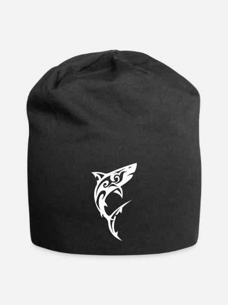 Tribal Hai Schwarz Weiß - Jersey-Beanie - Schwarz