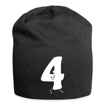 Funny Four : Minimal Numeral 4 | Quatrième - Bonnet en jersey - noir - Devant