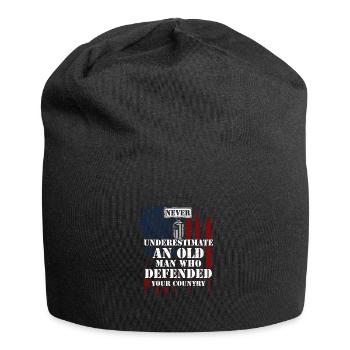 Never Underestimate An Old Man W... - Jersey-Beanie - Schwarz - Vorne