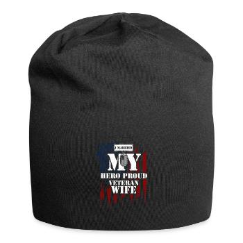 I Married My Hero Proud Veteran... - Jersey Beanie - black - Front