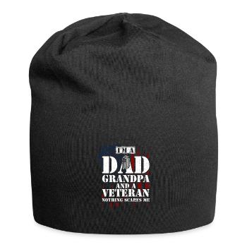 Je suis un papa grand-père et un vétéran... - Bonnet en jersey - noir - Devant